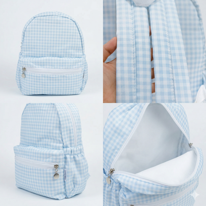 Children Toddler School Backpack in Sky Blue Gingham