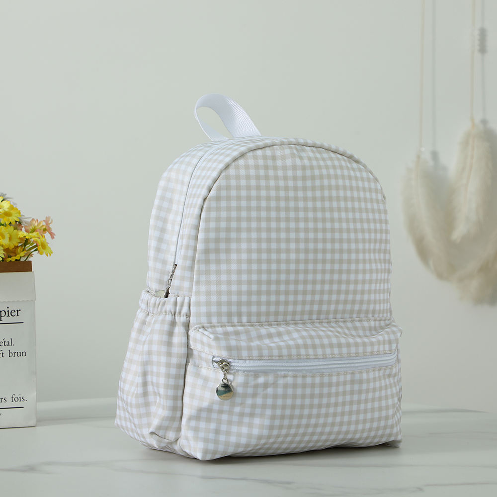 Children Toddler School Backpack in Khaki Gingham