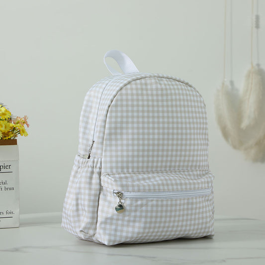 Children Toddler School Backpack in Khaki Gingham