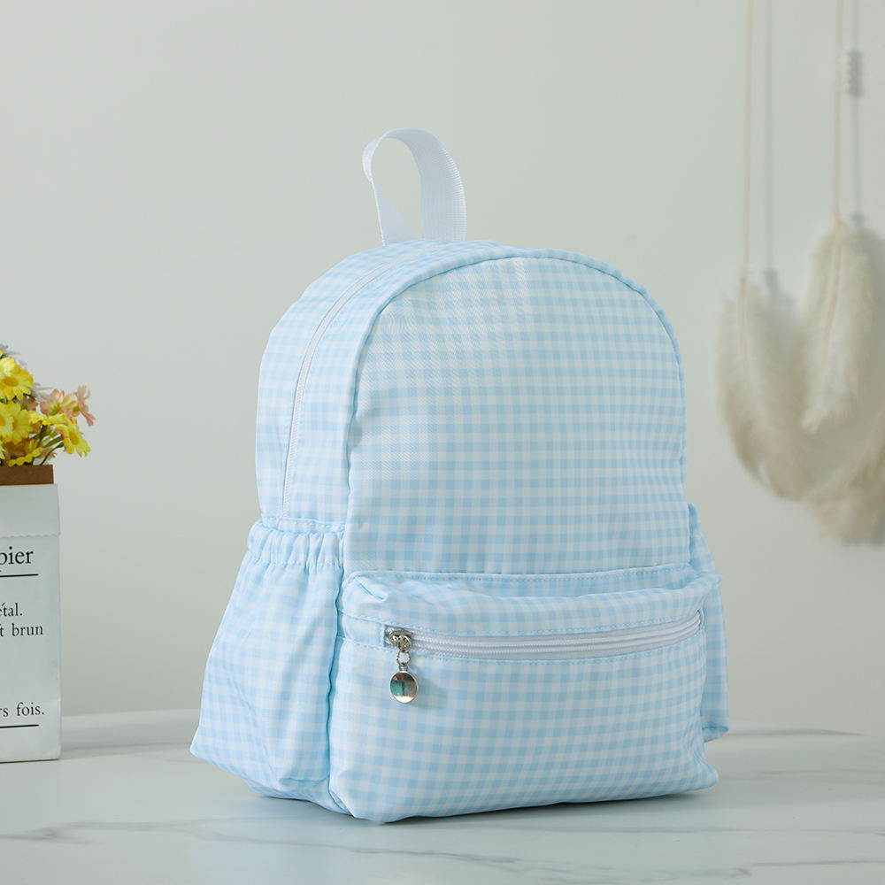 Children Toddler School Backpack in Sky Blue Gingham