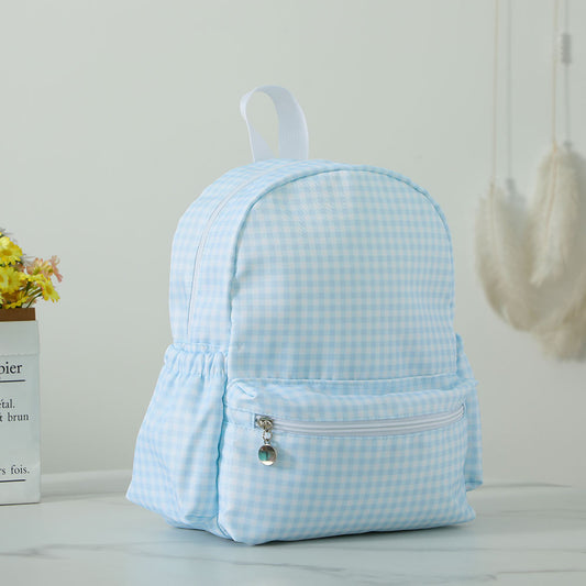 Children Toddler School Backpack in Sky Blue Gingham